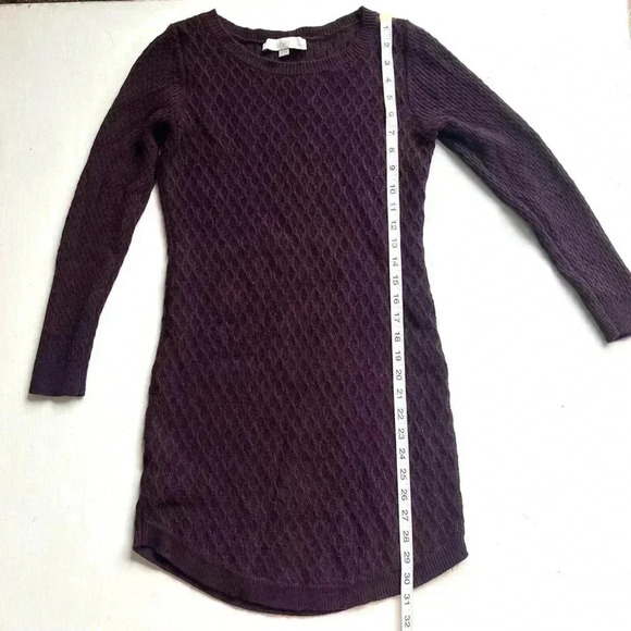 Loft Wool Blend Long Sleeve Purple Sweater Dress - Picture 5 of 6